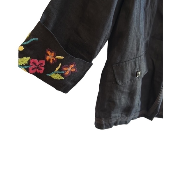 Y2K linen embroidered blazer,floral,embellished,lightweight,fresh,travel,coasta - Picture 4 of 12